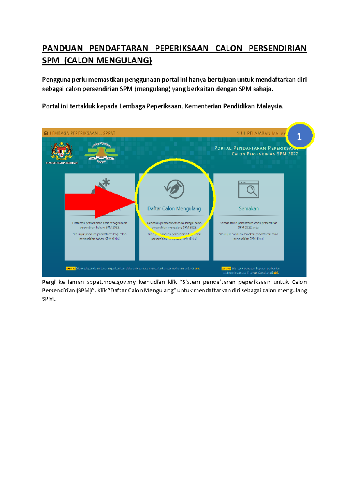 Panduan Permohonan Pendaftaran Calon Persendirian SPM (mengulang ...