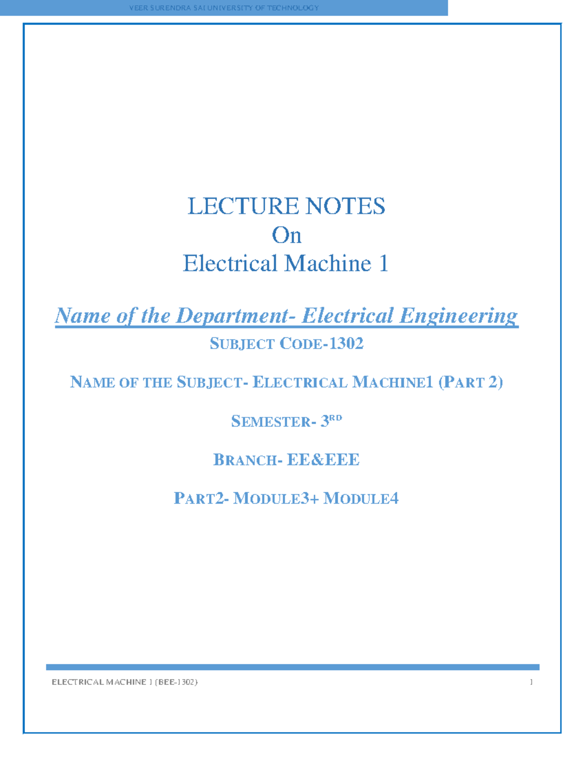 Lecture 1425164596 - Teaching notes - LECTURE NOTES On Electrical ...