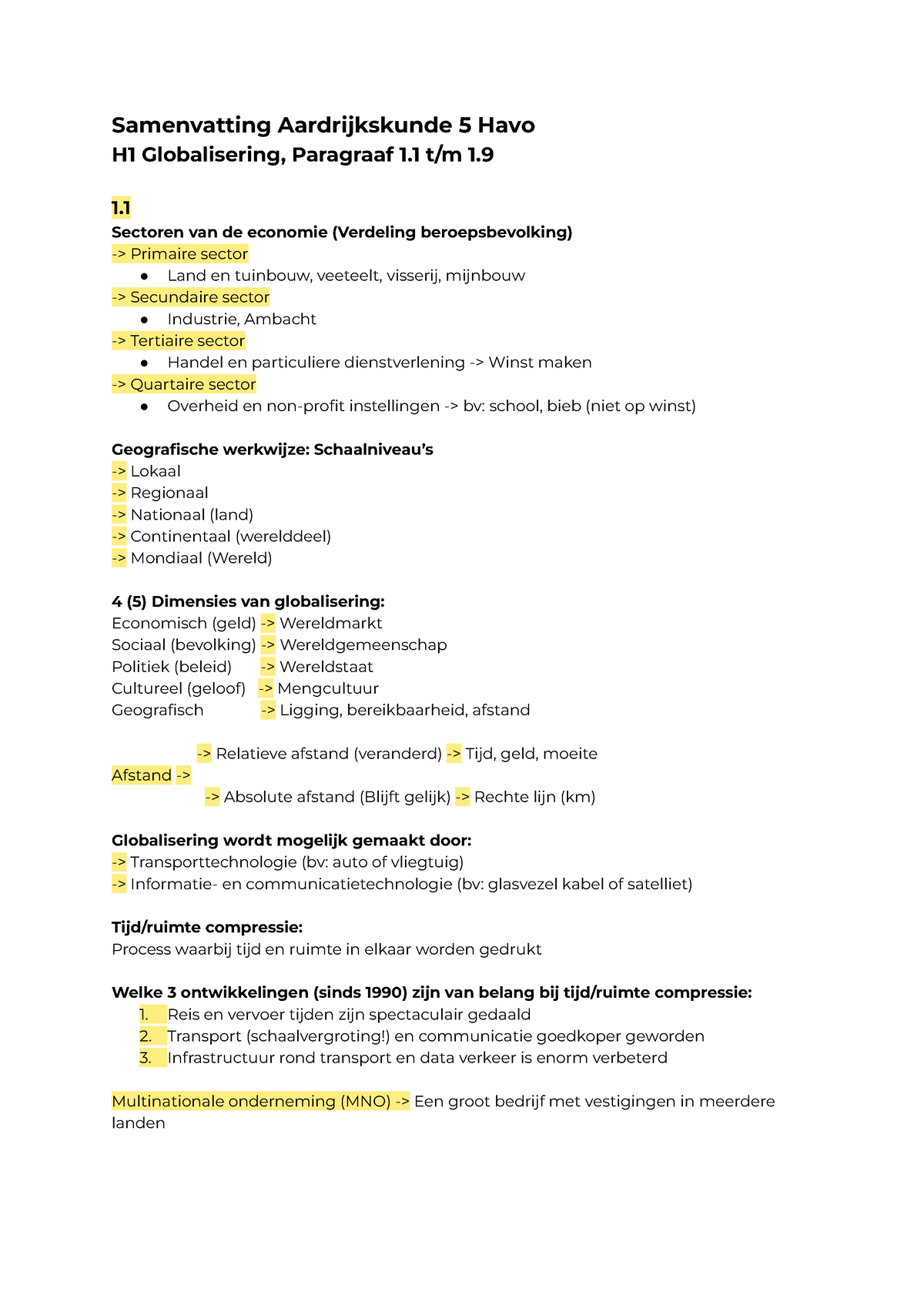 Samenvatting AK Domein B Wereld Par 1.1/1.9 - Samenvatting ...