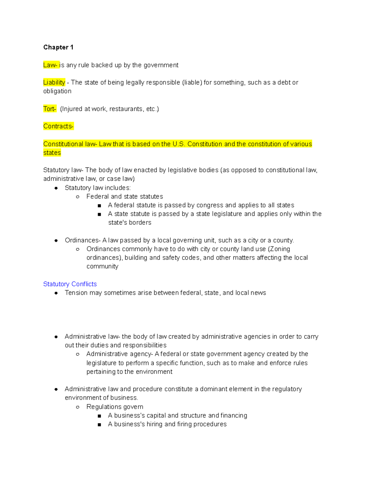 Legal studies - Jeffrey Boles - Chapter 1 Law- is any rule backed up by ...