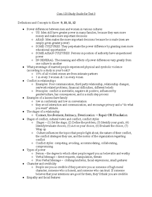 (COM 120) Test 1 Study Guide - Know the following concepts and ...