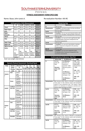  Fitness Assessment Form