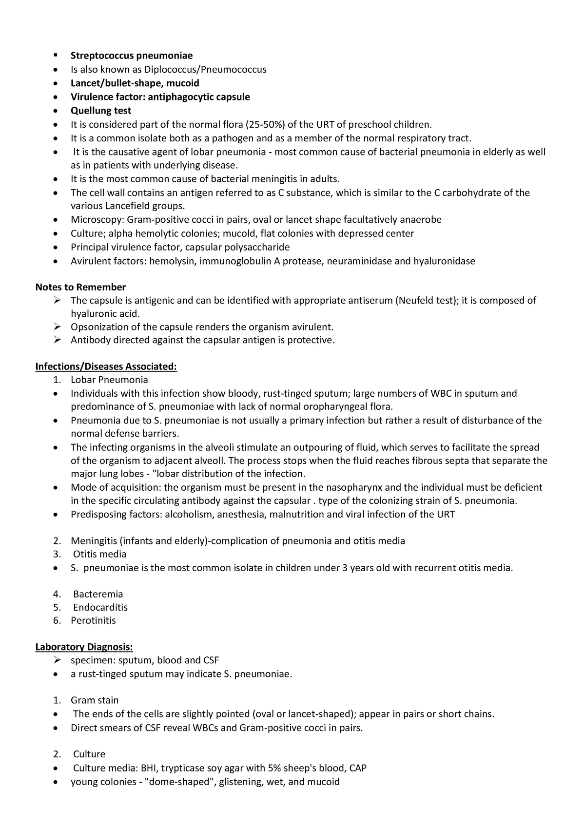 Gram Positive Cocci- Streptococci (Part 2 Outline) - Streptococcus ...