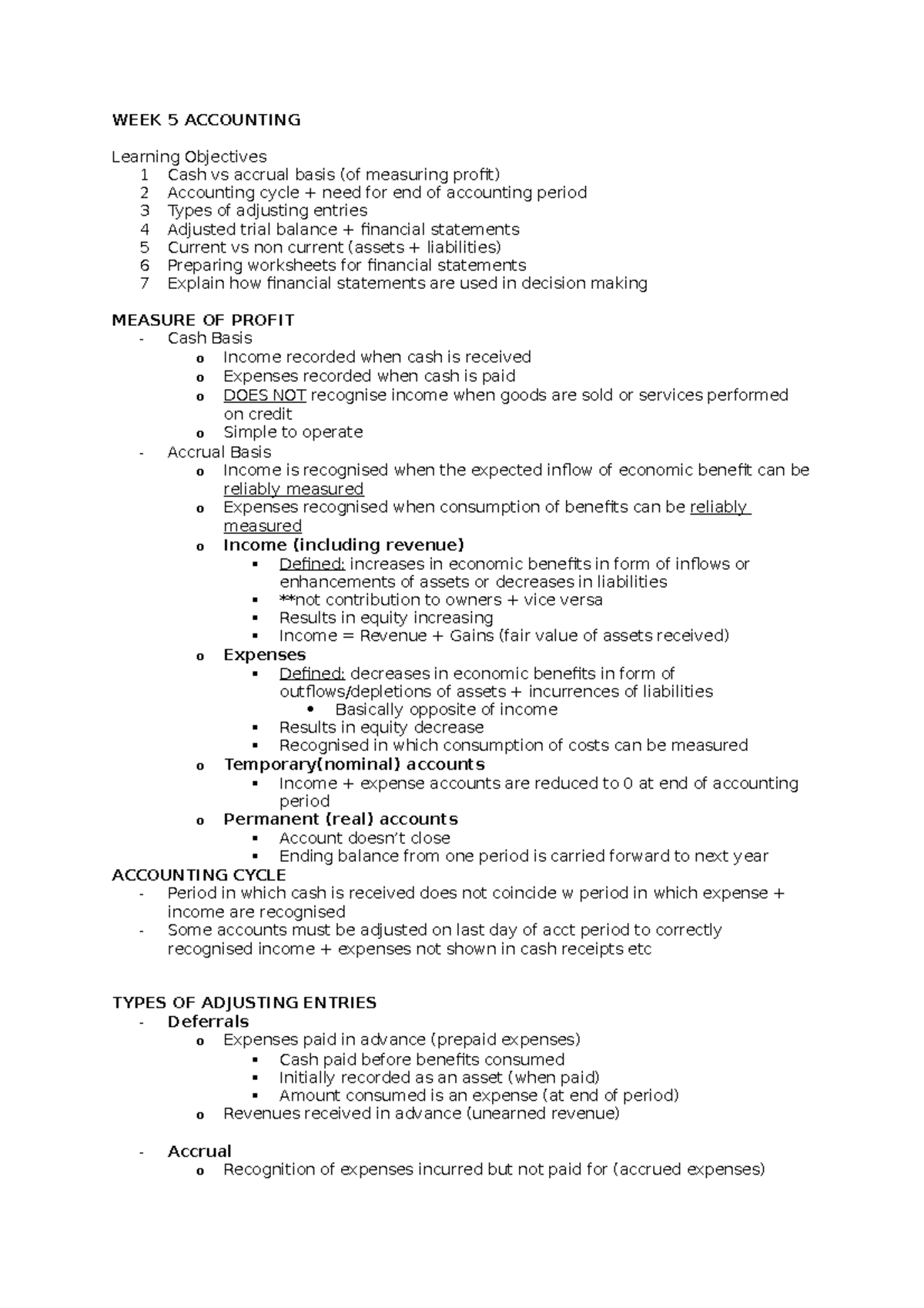 WEEK 5 Accounting - Lecture notes 5 - WEEK 5 ACCOUNTING Learning ...
