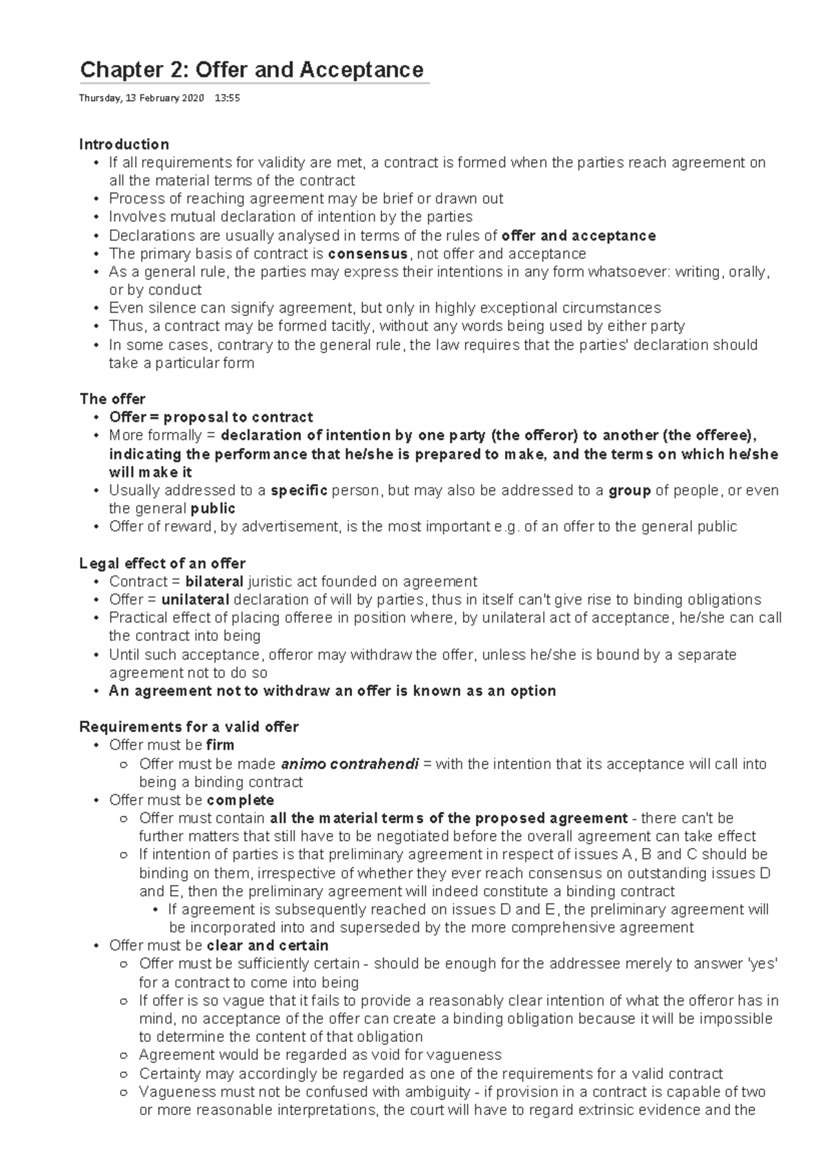 Chapter 2 - Offer and Acceptance - Warning: TT: undefined function: 32 ...
