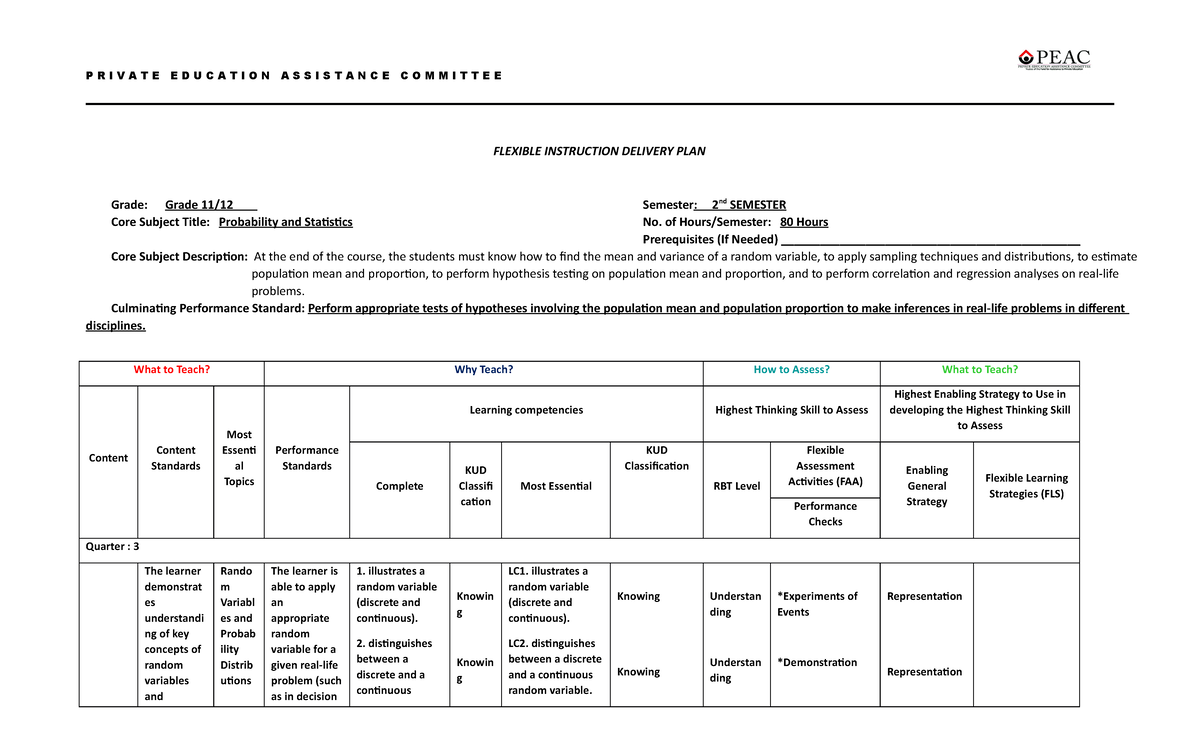 Prob-stat-FIDP - Flexible Instruction Delivery Plan - FLEXIBLE ...