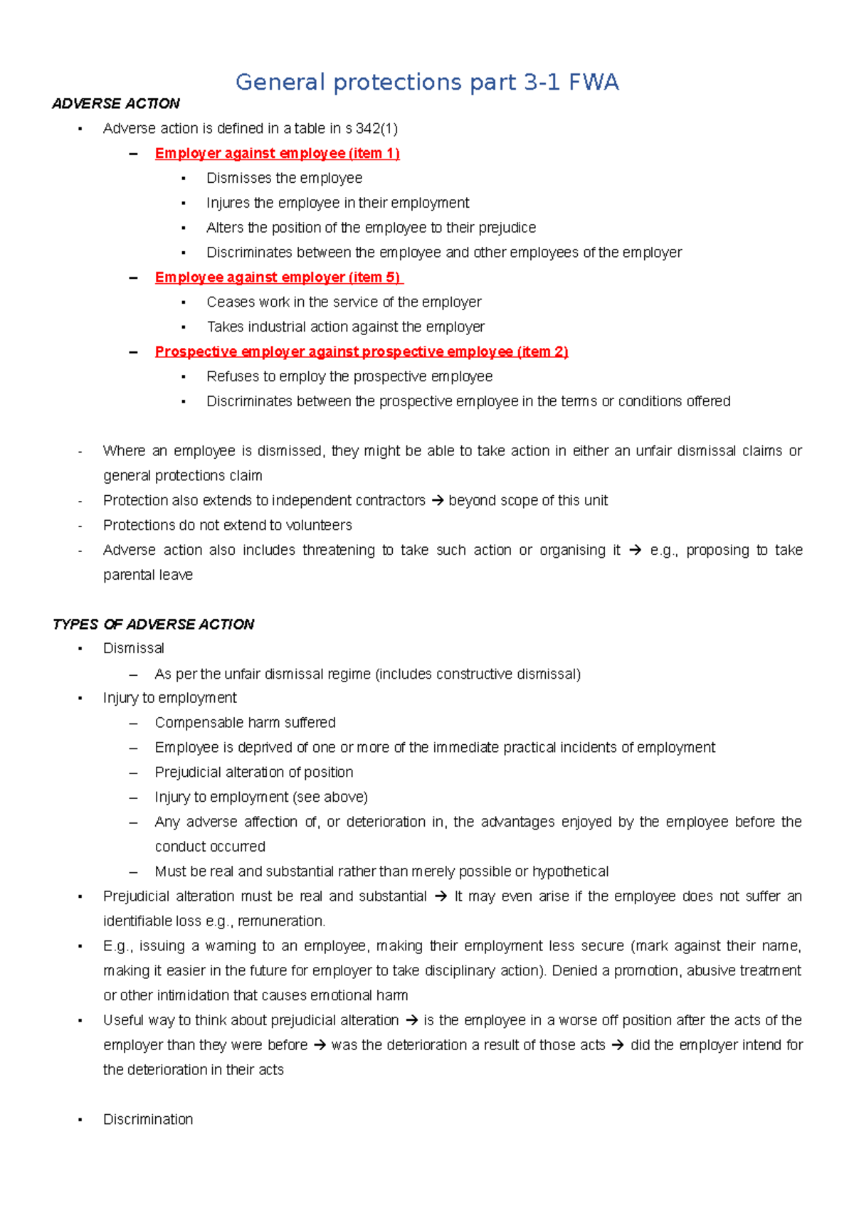 General protections part 31 , proposing to take parental leave TYPES