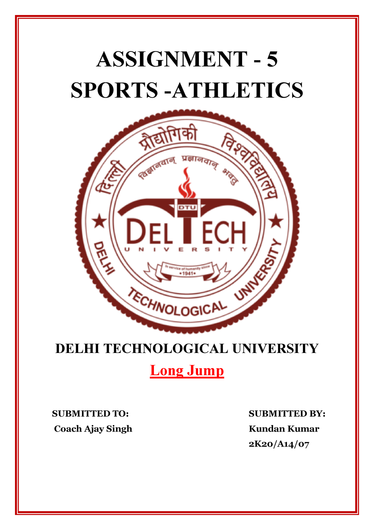 athletics assignment pdf