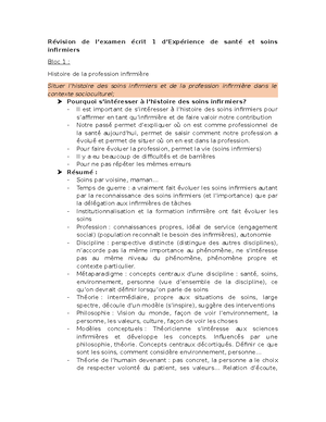 Résumé Examen De Fin De Session - Expérience De Santé Et Soins ...