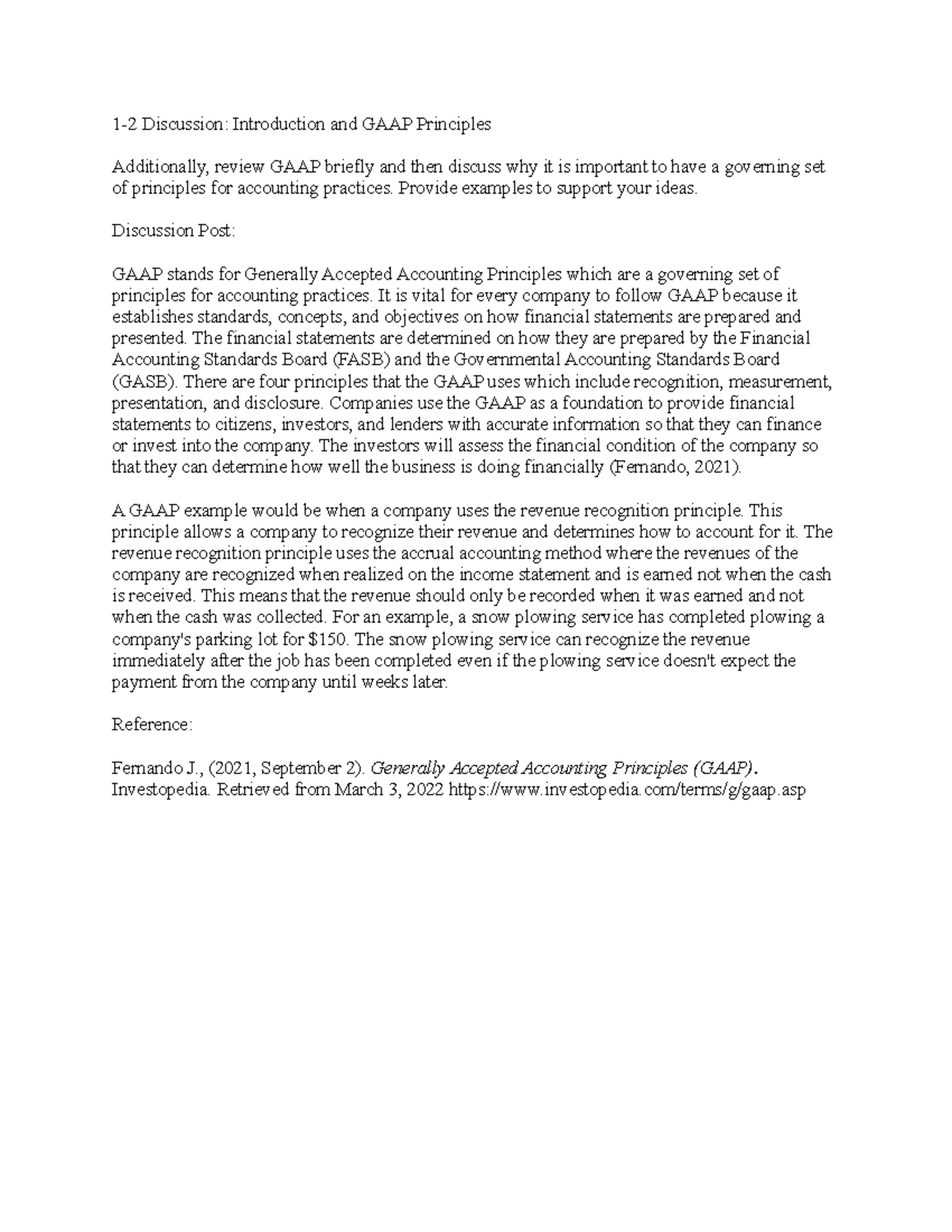 ACC-308 1-2 Discussion - 1-2 Discussion: Introduction and GAAP ...