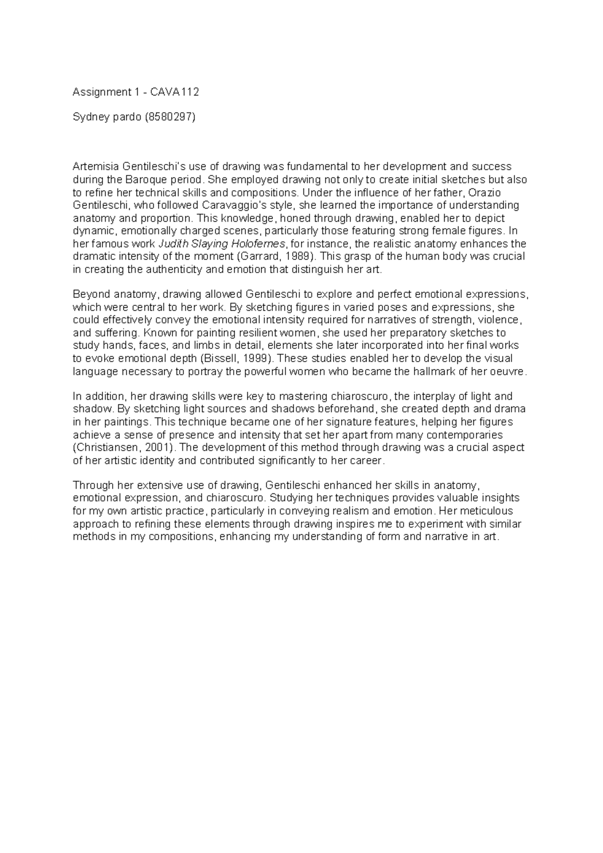 CAVA Assignment 3 - essay - Assignment 1 - CAVA Sydney pardo (8580297 ...