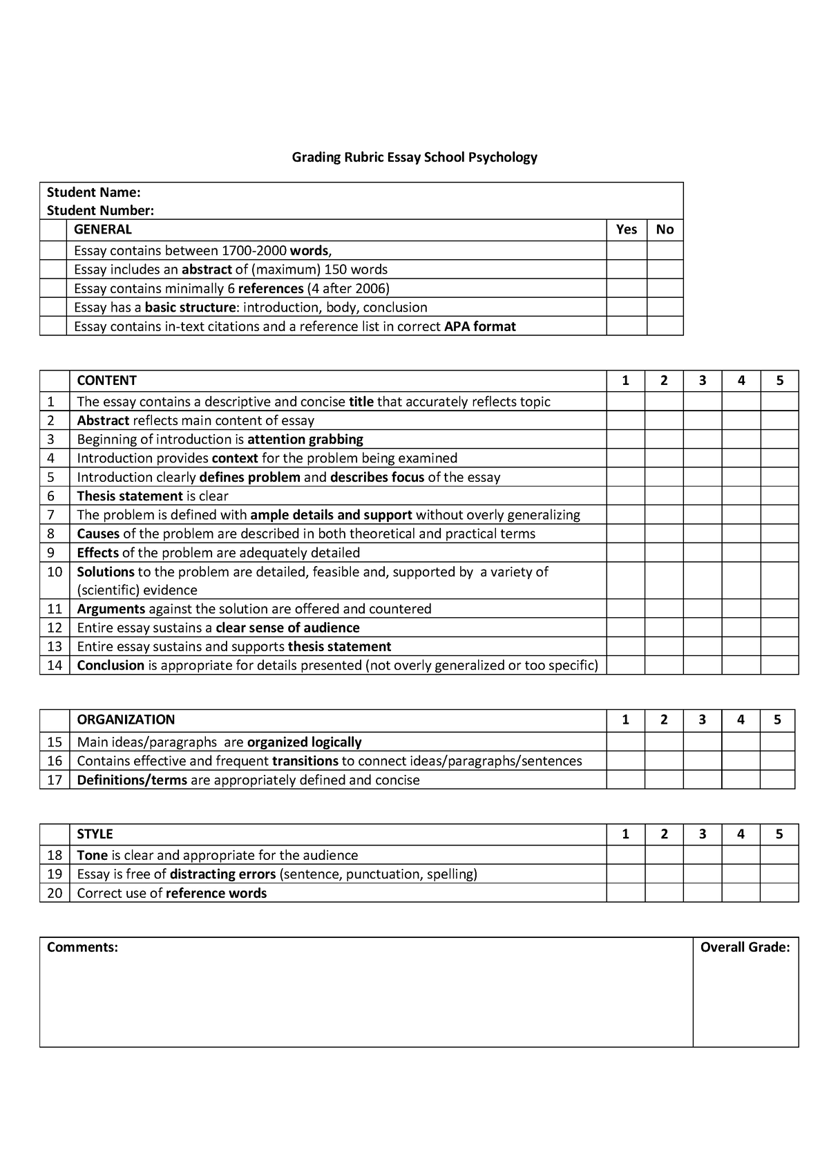 ib psychology essay rubric