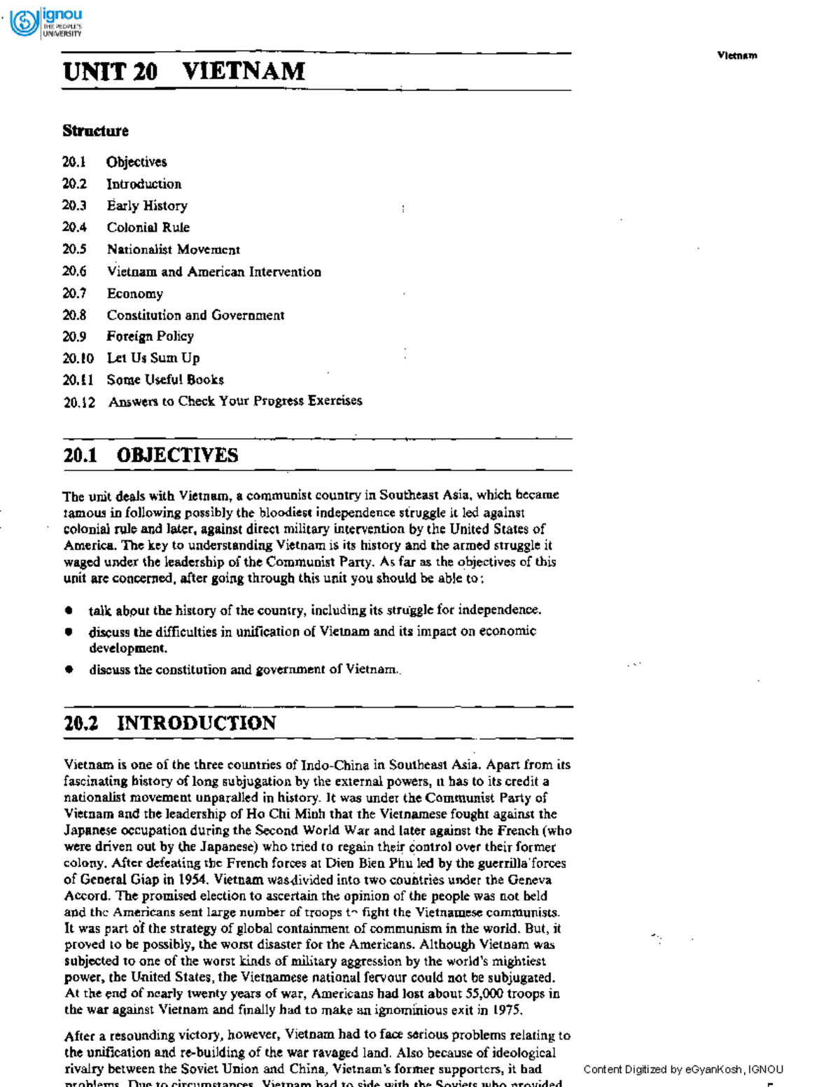 Unit-20 Vietnam - SEM 6 - UNIT 20 VIETNAM Structure Objectives ...