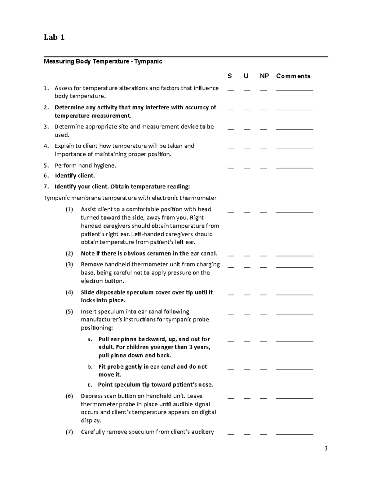 Temperature -Tympanic (6th ed) - Lab 1 Measuring Body Temperature ...