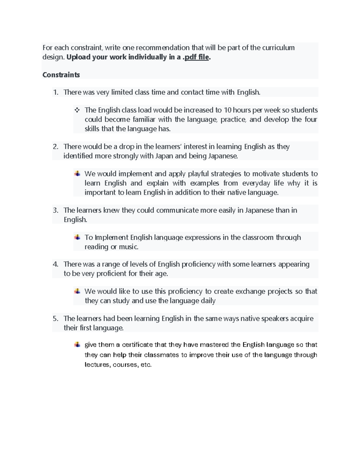 Curriculum - sihwisochosdhco - For each constraint, write one ...