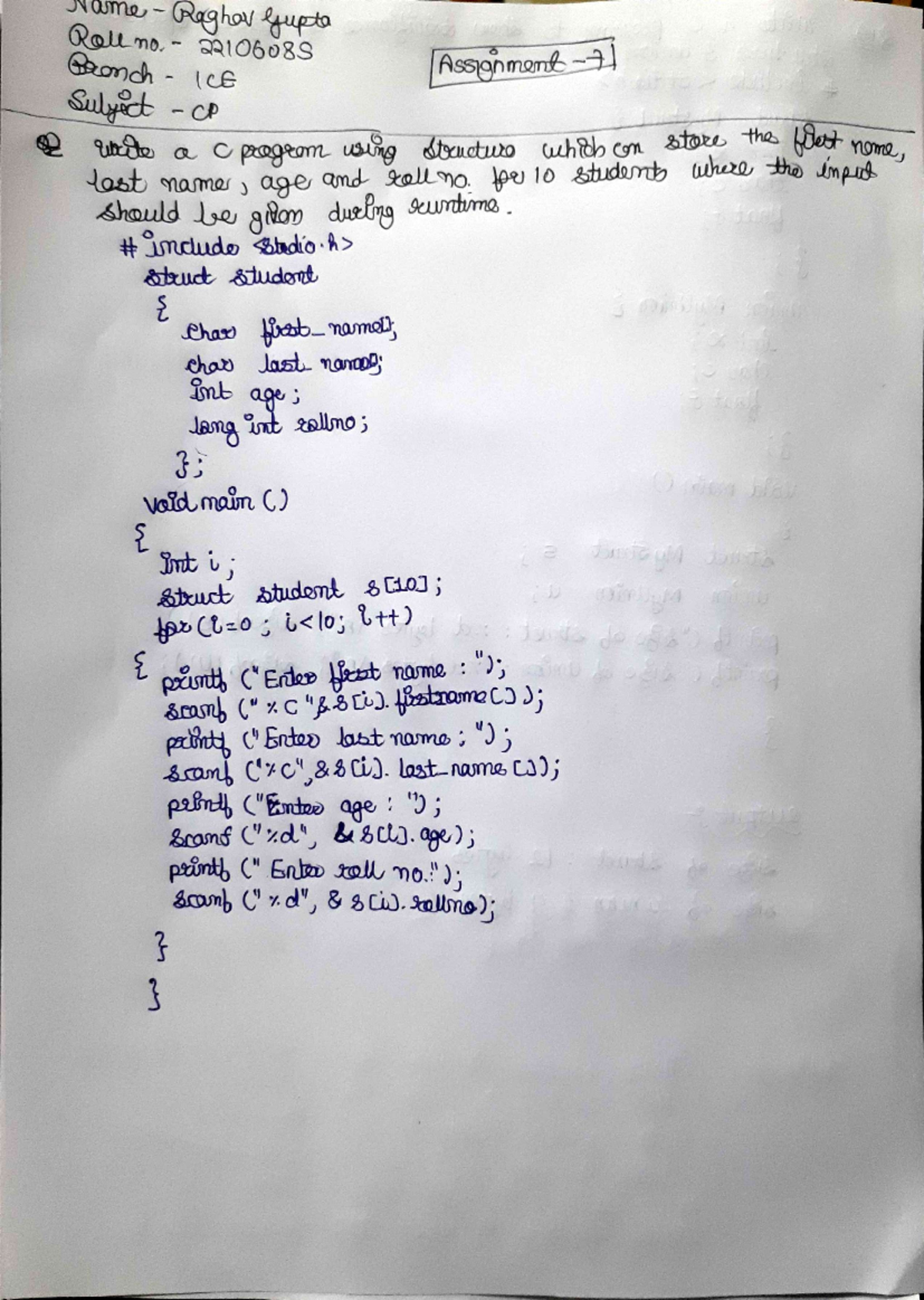 22106085 CP Assignment 7 - Computer Science - Studocu