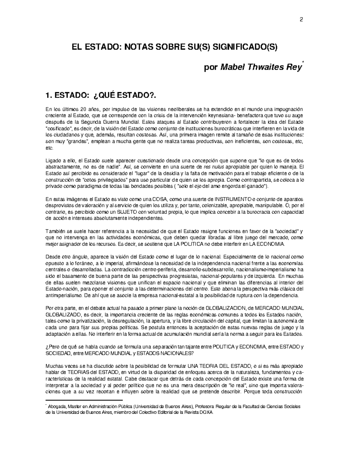 Thwaites Rey- Punto I - EL ESTADO: NOTAS SOBRE SU(S) SIGNIFICADO(S) por ...