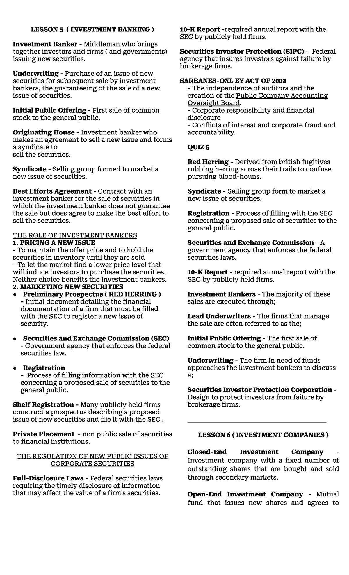 CAP-MAR-Midterm - notes - Capital Market - Studocu
