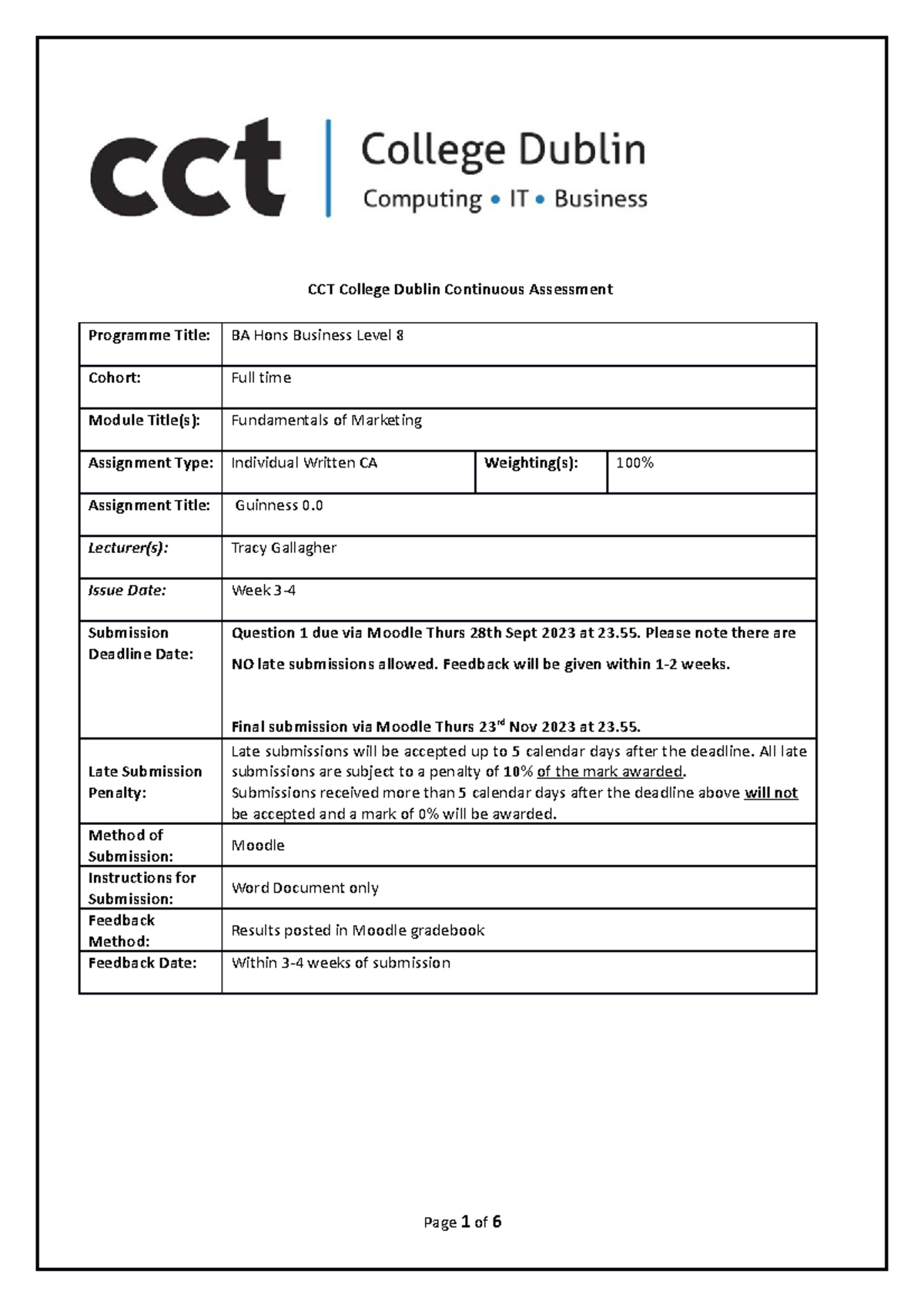 CA 100% FOM Feb 2022 - asadsasdas - CCT College Dublin Continuous ...