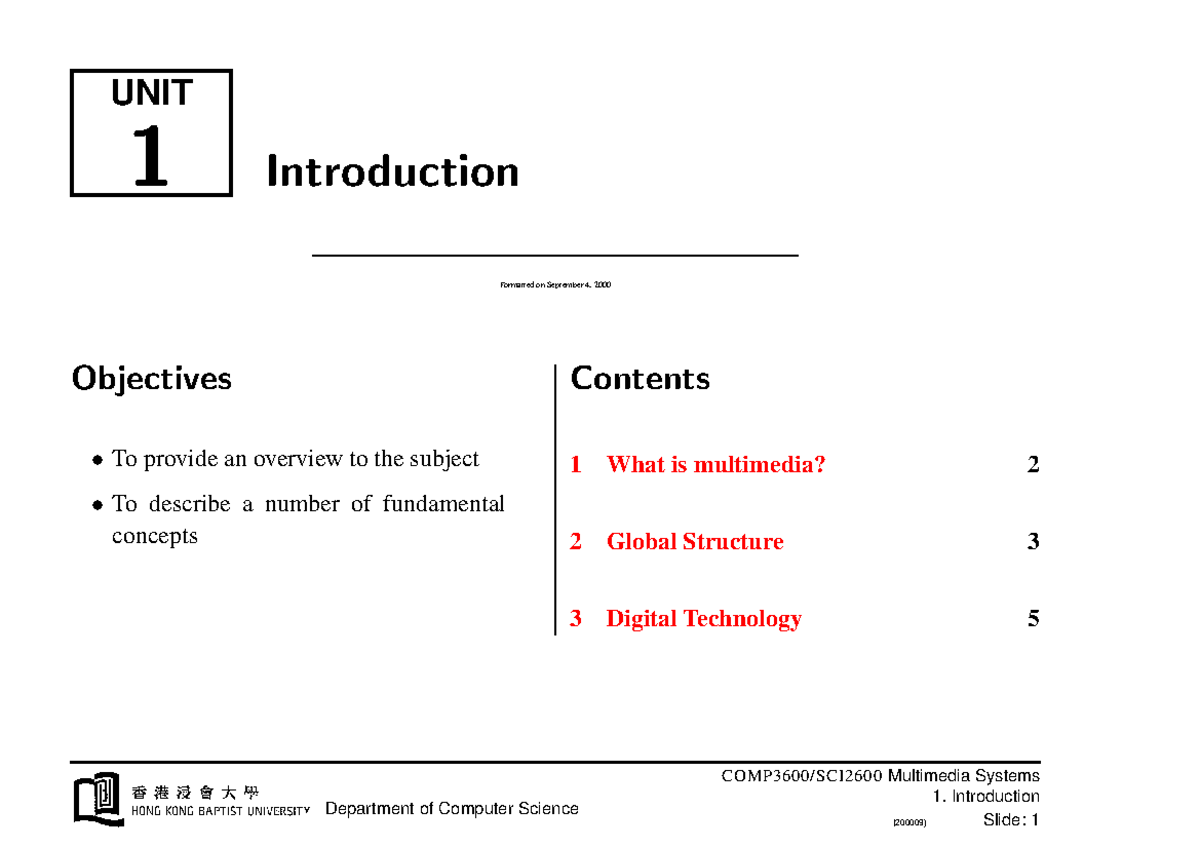 Unit 1 - Multimedia Systems (Introduction) - UNIT 1 Intro duction ...