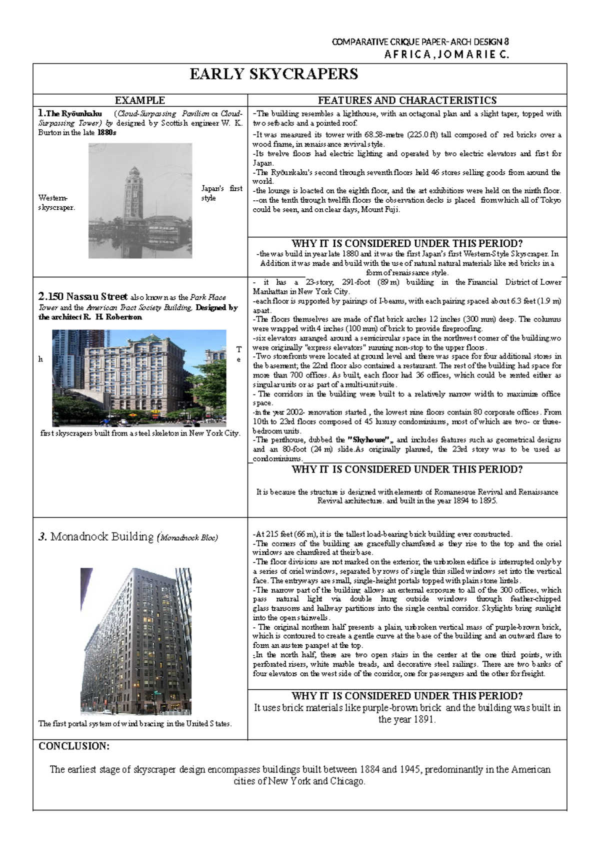 Comparative Critique Paper Africa JOM D8 - A F R I C A , J O M A R I E ...