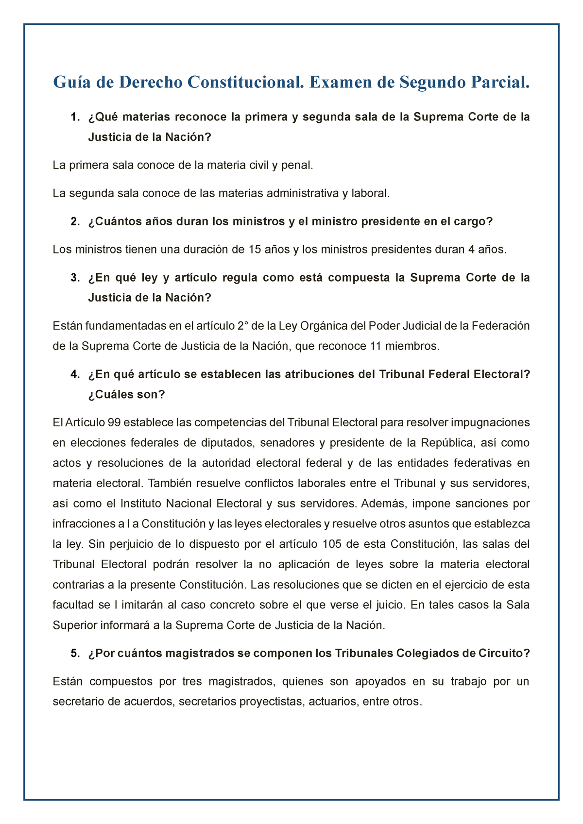 Guía De D. Constitucional 2 Examen - Guía De Derecho Constitucional ...