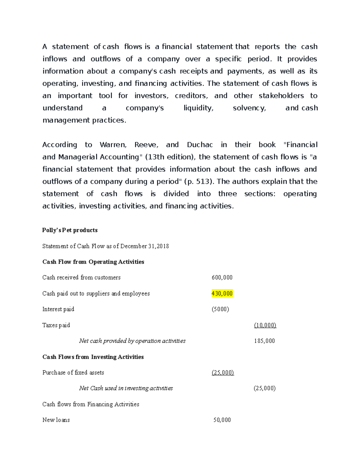 Managerial Accounting Unit 1 Written Assignment Assessed A Statement