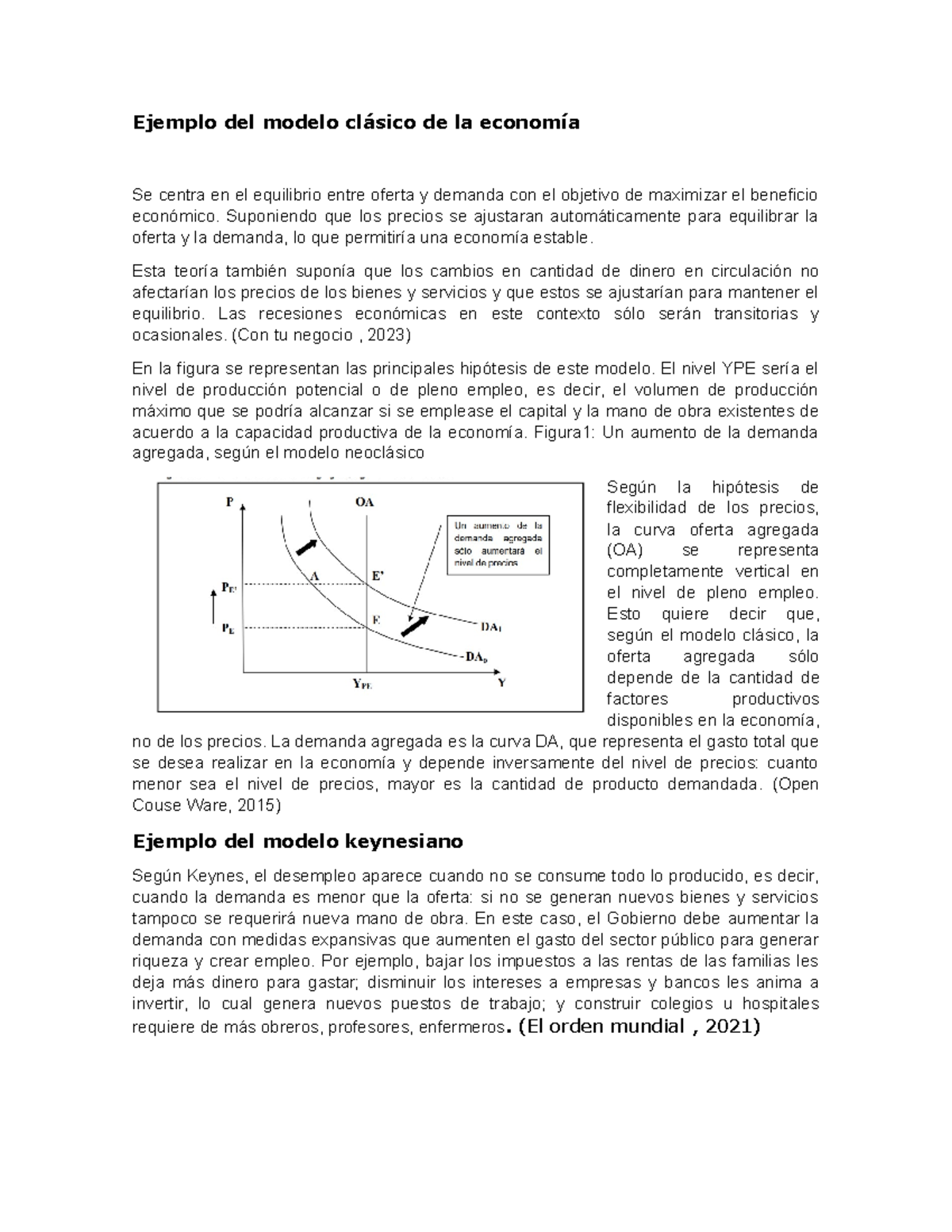 Ejemplo del modelo clásico de la economía - Ejemplo del modelo clásico ...