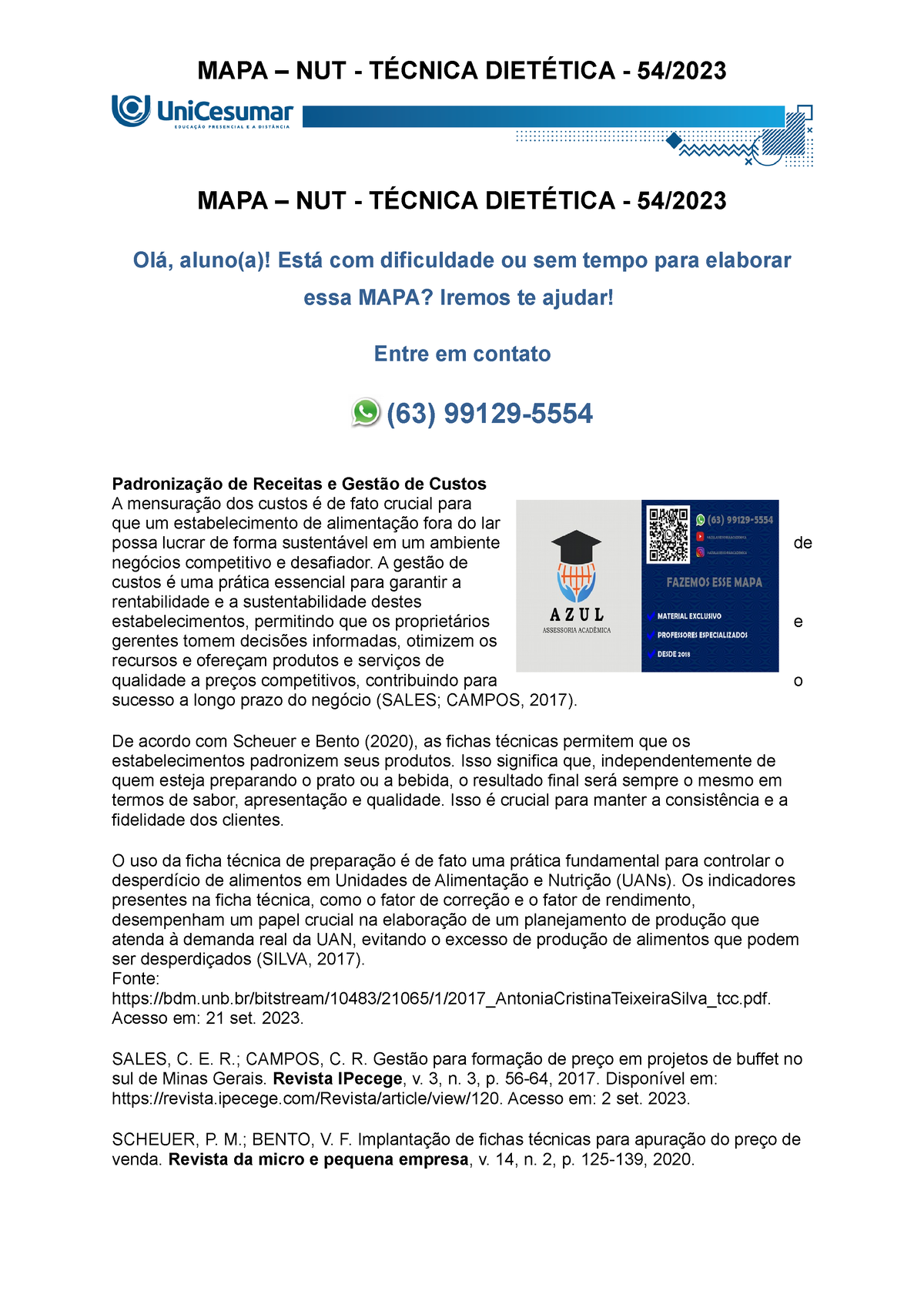 MAPA – NUT - Técnica Dietética - 54/2023 - MAPA – NUT - TÉCNICA ...