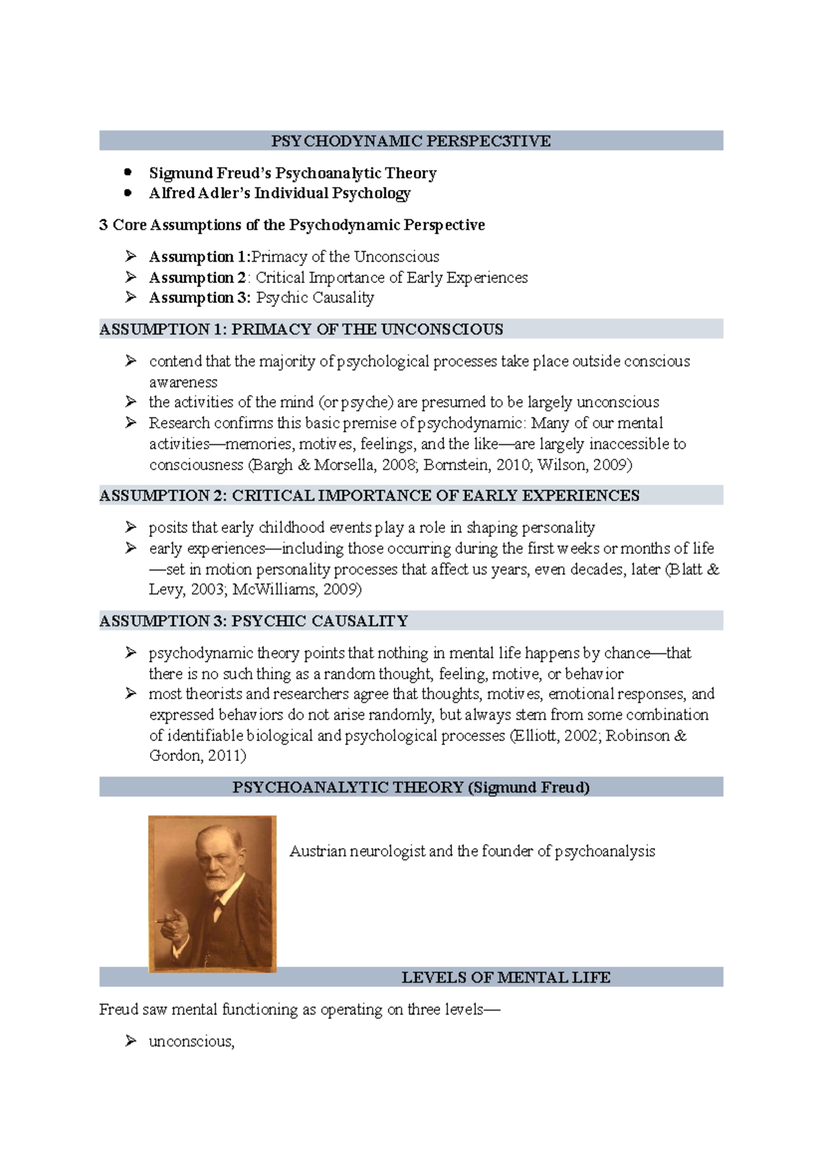 Reviewer FOR QUIZ ANAPHY LEC NOTES PSYCHODYNAMIC PERSPEC3TIVE