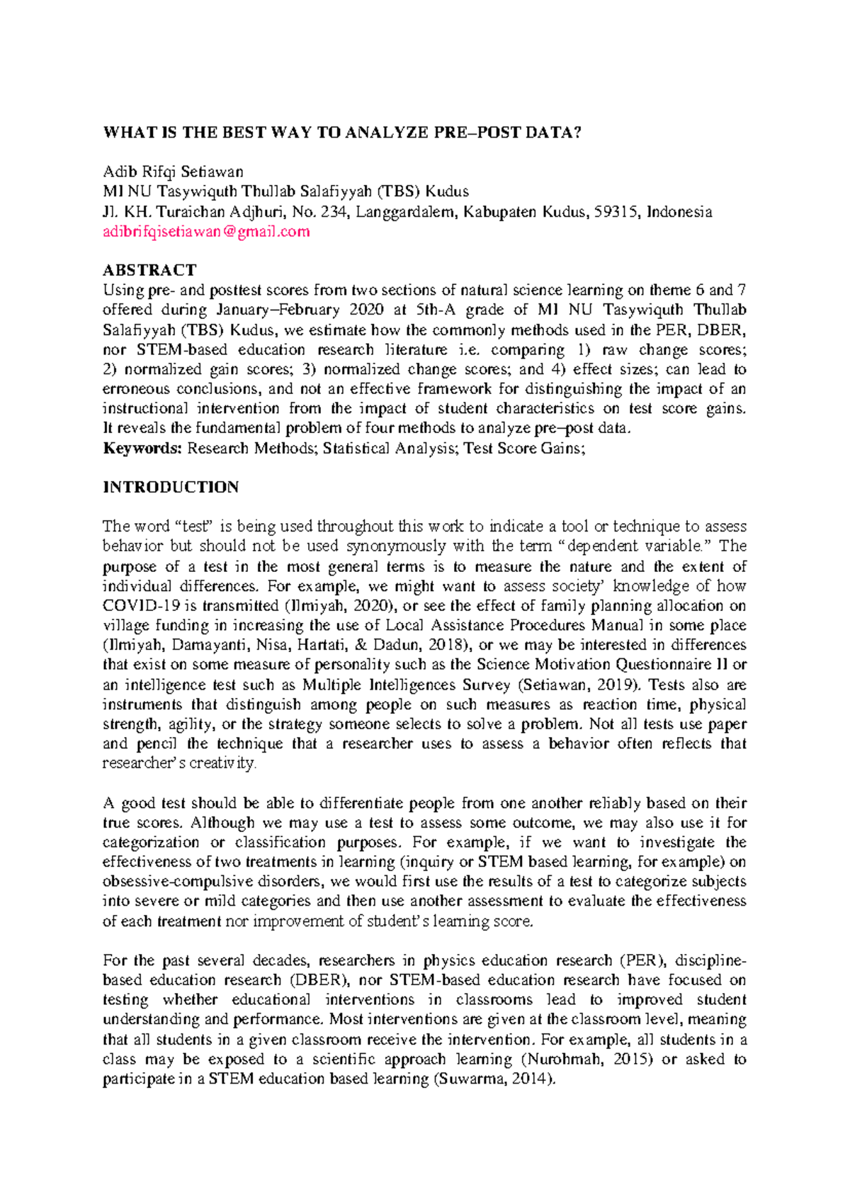 ΛLΟBΑΤИIƆ — What is the best way to analyze pre–post data - WHAT IS THE ...