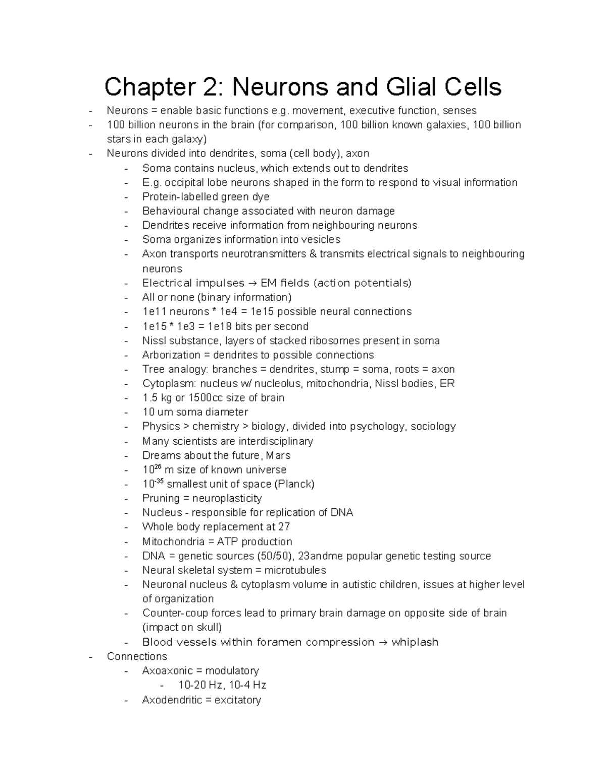 NSCI-2606 Chapter 2 Neurons and Glial Cells - Chapter 2: Neurons and ...