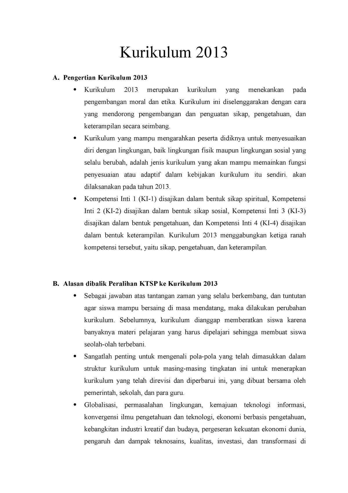 Materi Kurikulum 2013 - Kurikulum 2013 A. Pengertian Kurikulum 2013 ...