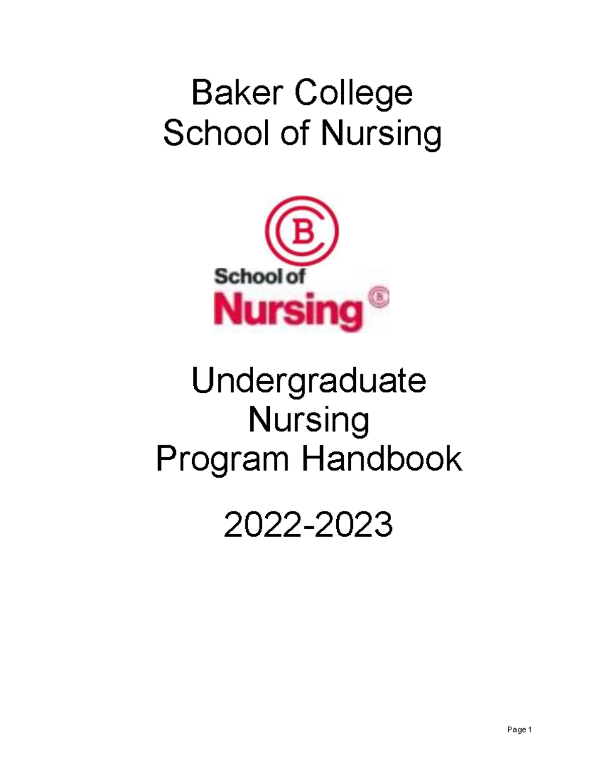 Handbook for rn - Baker College School of Nursing Undergraduate Nursing ...