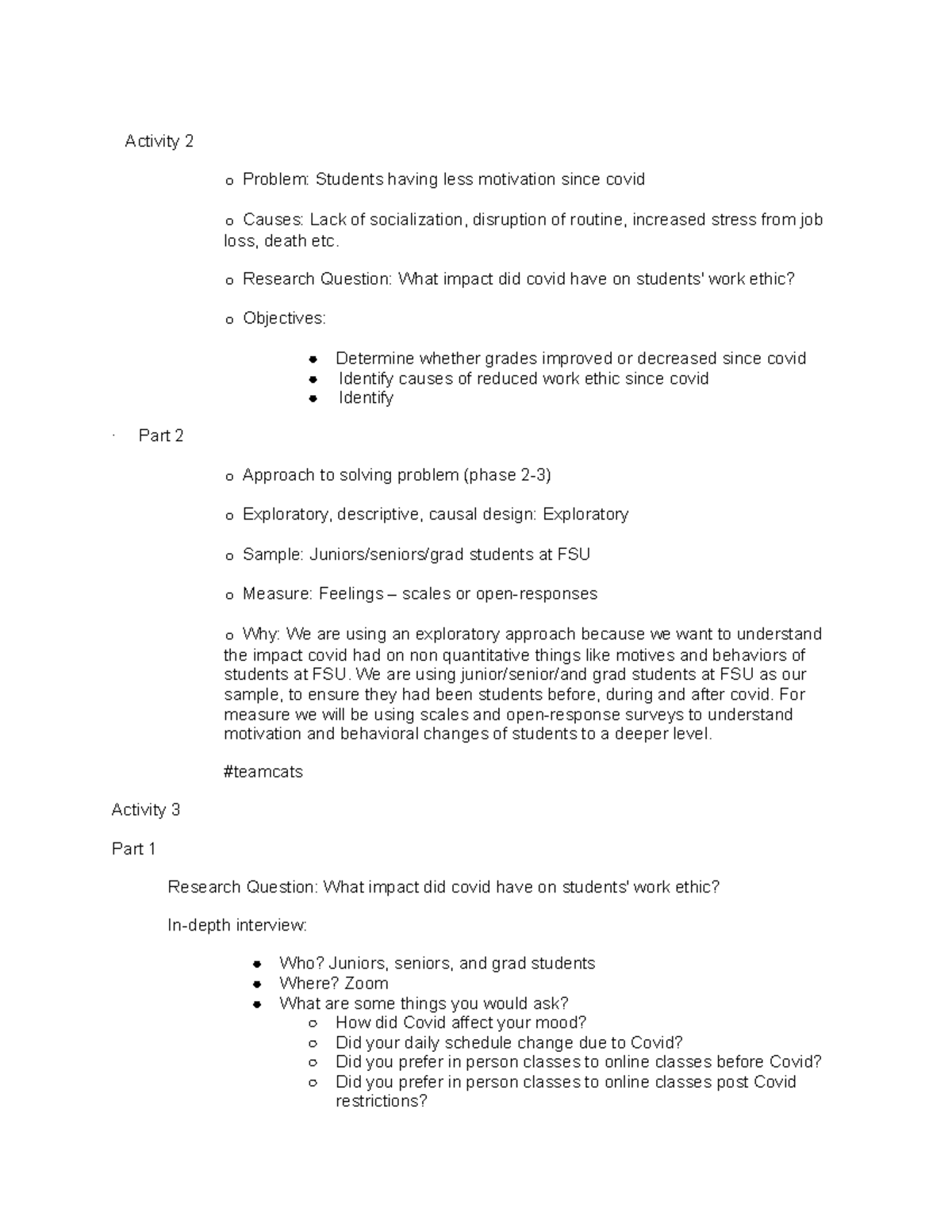 Class activities - Activity 2 o Problem: Students having less ...