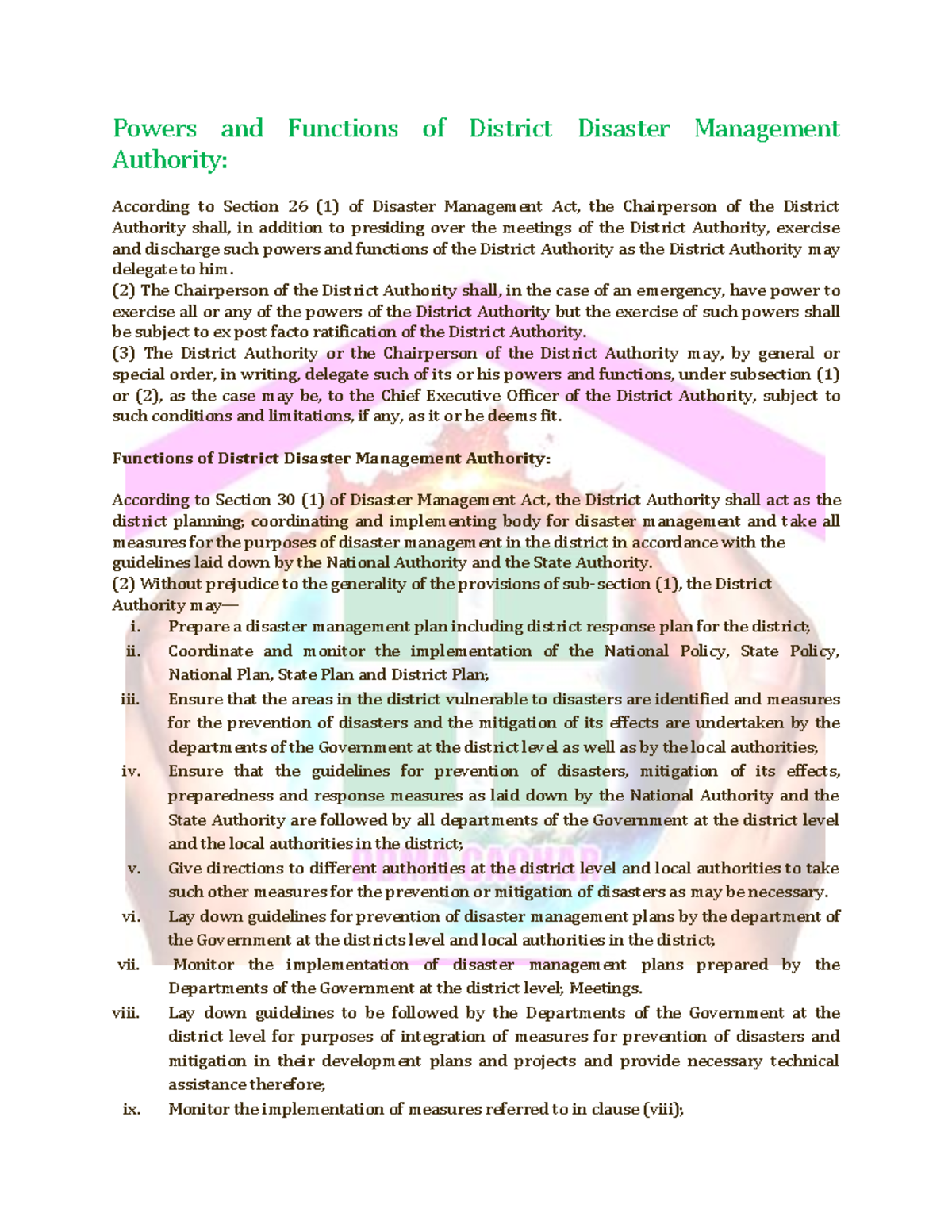 Powers And Functions Good Powers And Functions Of District Disaster