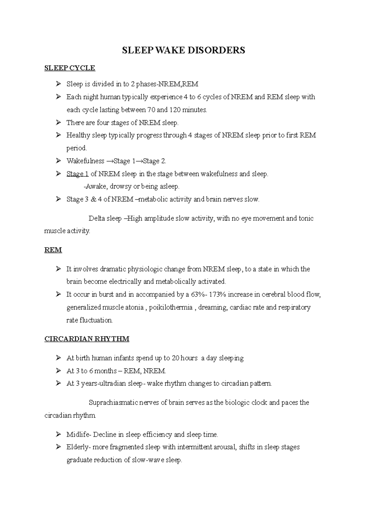 Sleep wake disorders - SLEEP WAKE DISORDERS SLEEP CYCLE Sleep is ...
