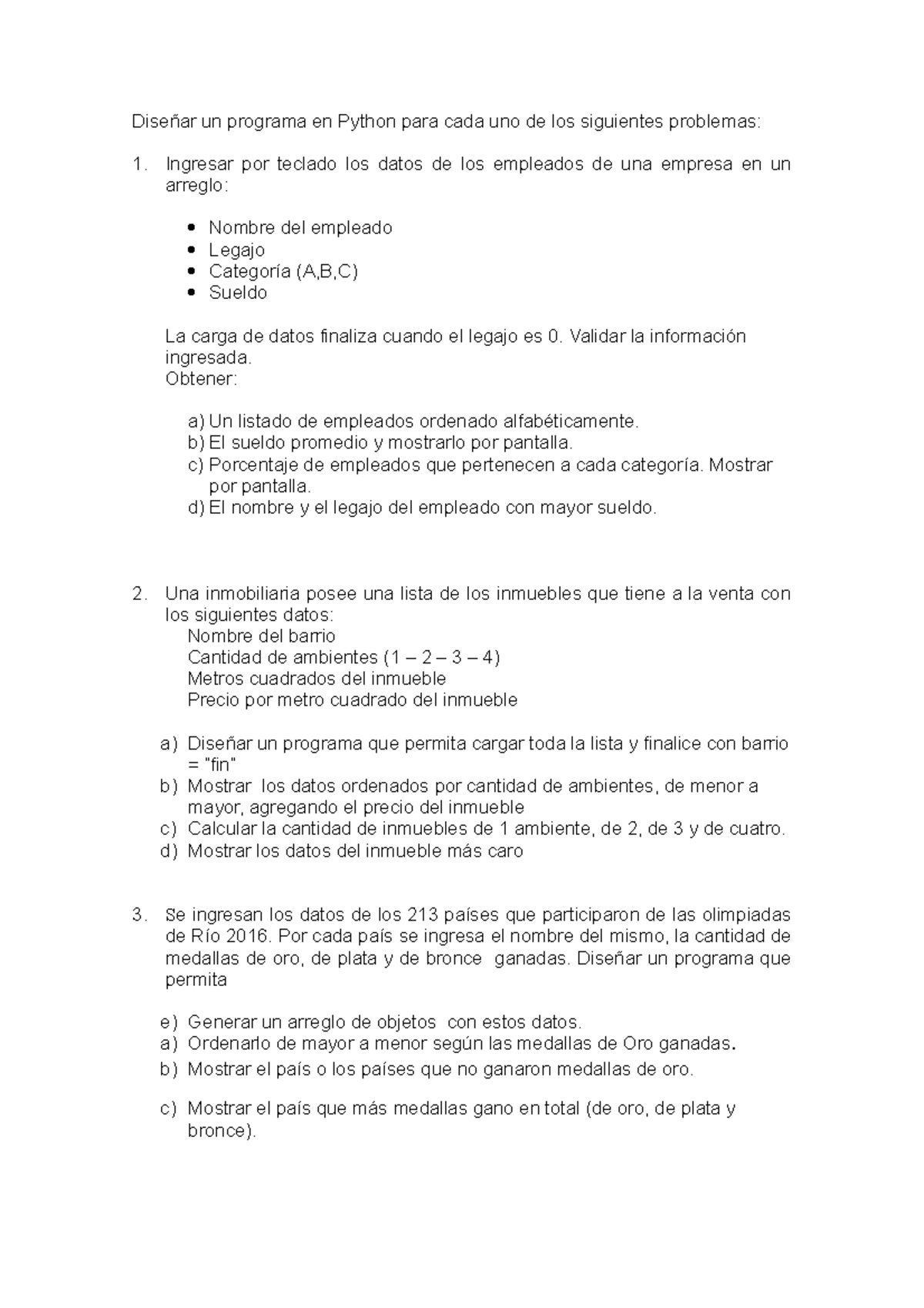 Practica XII - Diseñar un programa en Python para cada uno de los ...