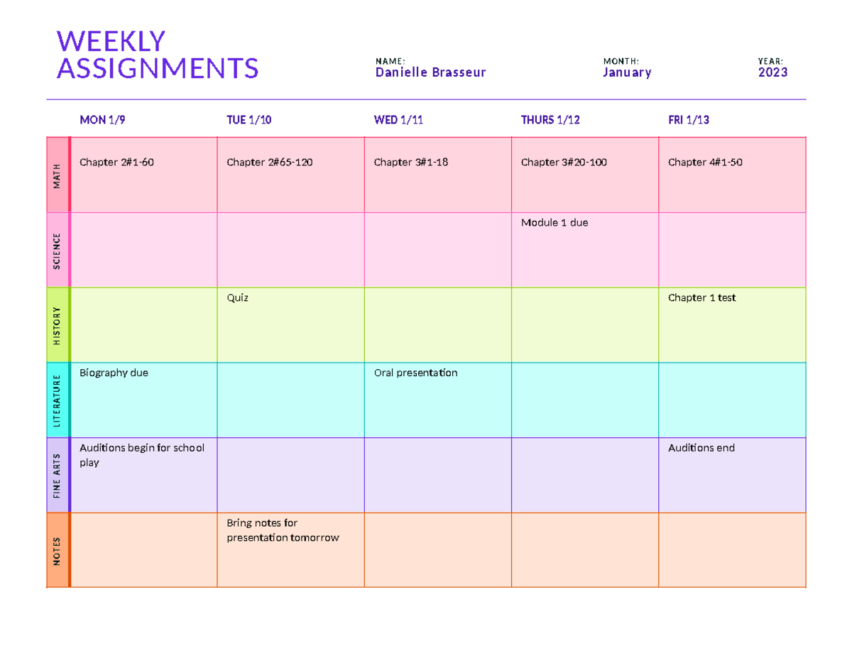 Guide AP Bio - Just Notes - WEEKLY ASSIGNMENTS N A M E : M O N T H : Y ...