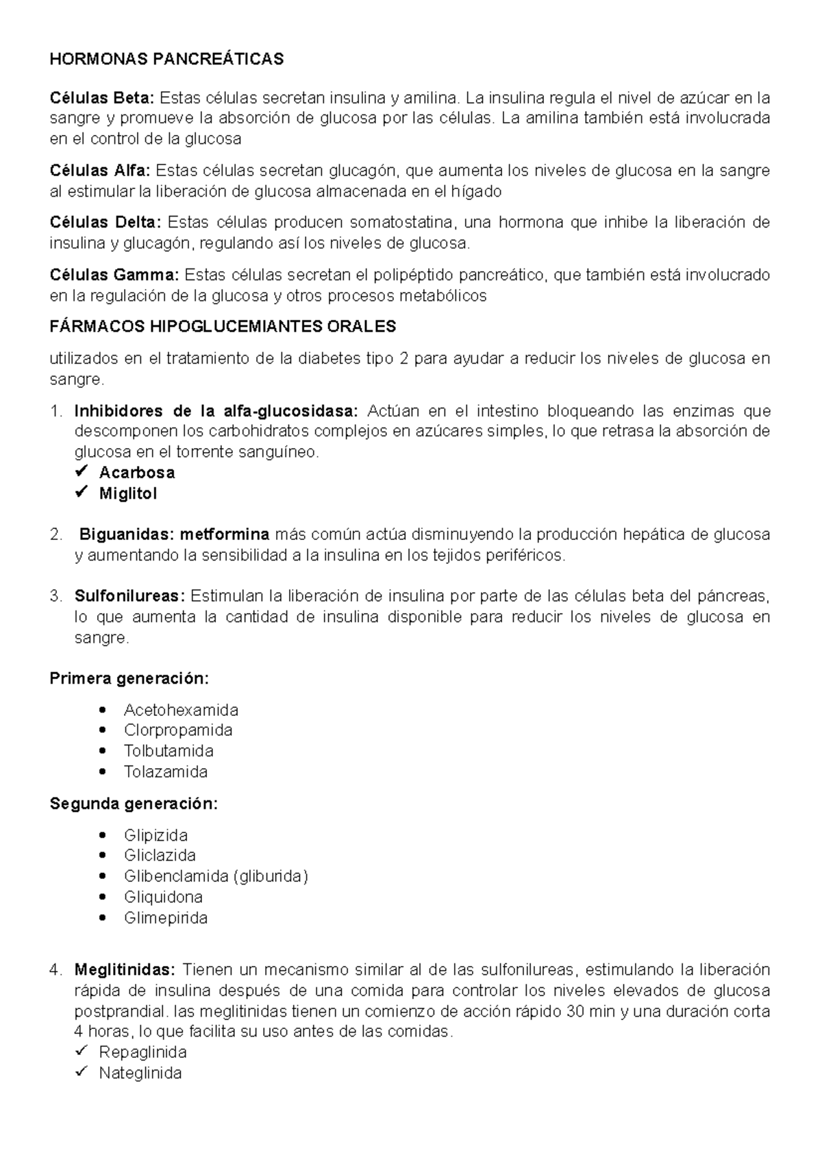 Tema 5. Farmaco - HORMONAS PANCREÁTICAS Células Beta: Estas Células ...