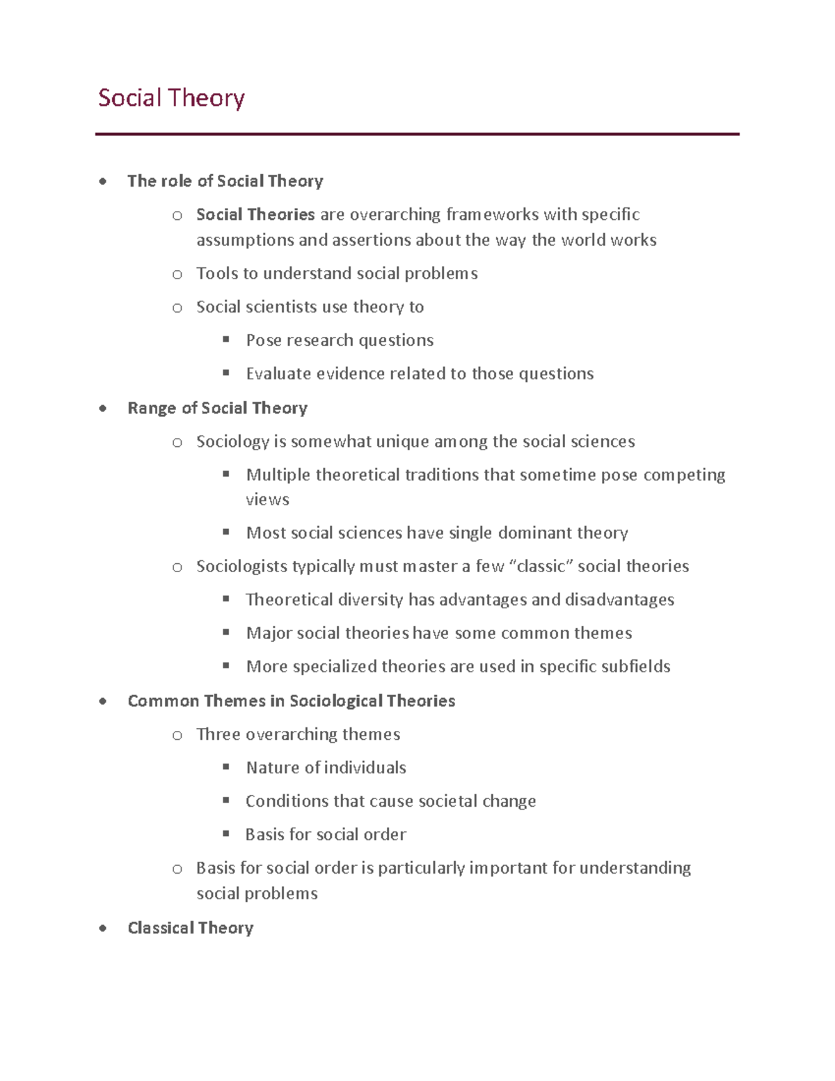 Social Theory Studocu