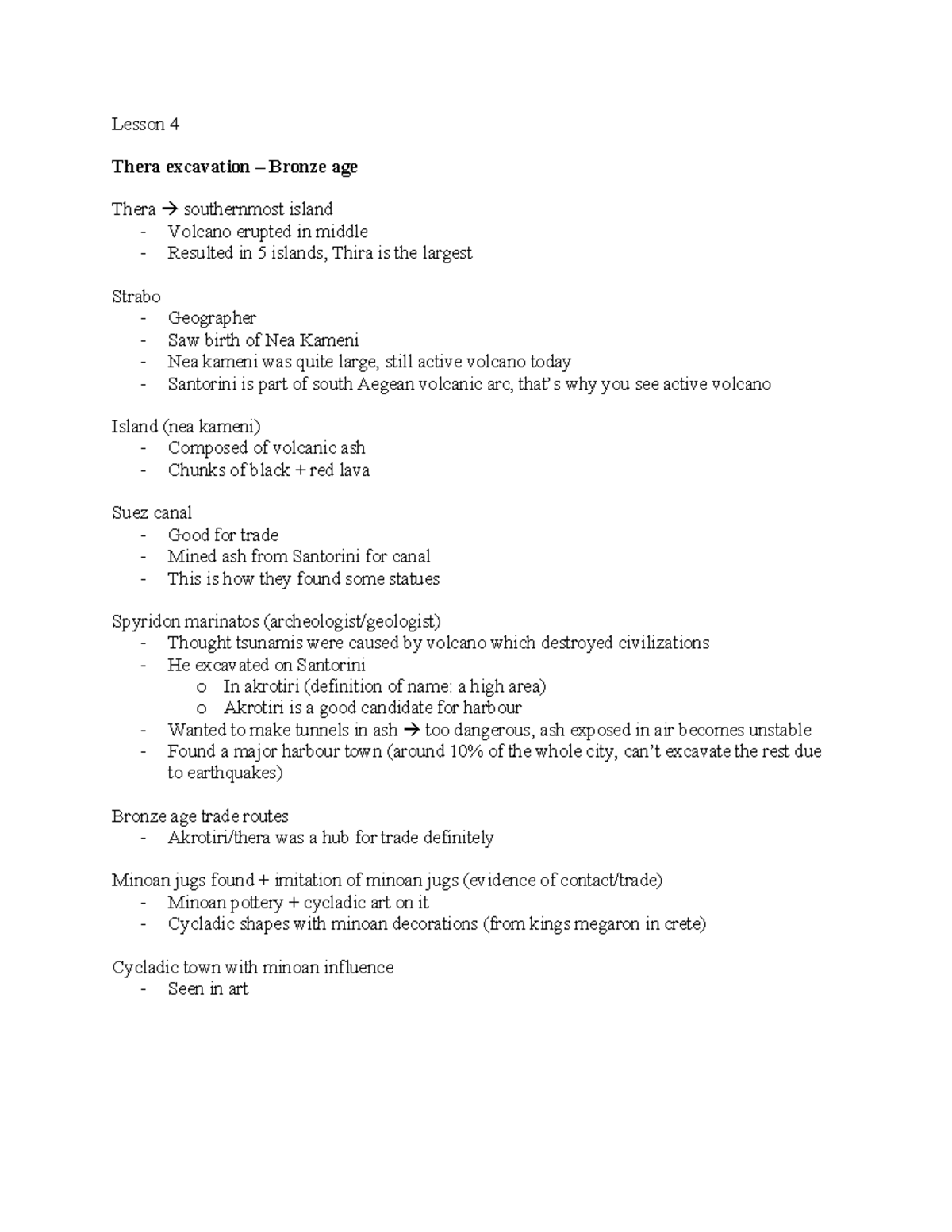 CLCV Lesson 4 Lesson 4 Thera excavation Bronze age Thera à