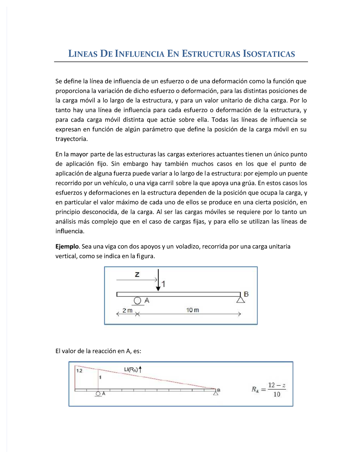 Pdf Lineas De Influencia En Estructuras Isostaticas Compress