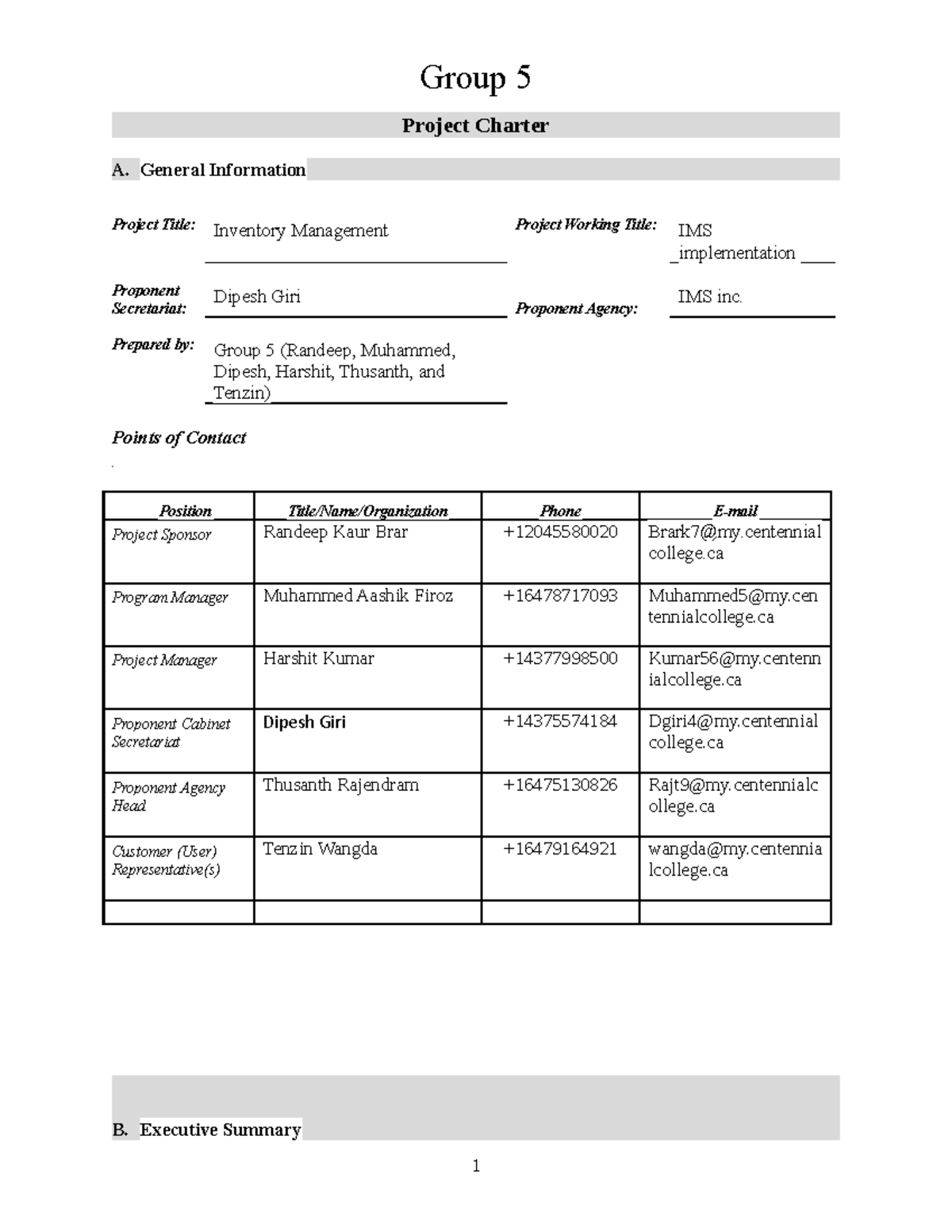 Project Charter-1 - Assignment batch 1 - Project Charter A. General ...