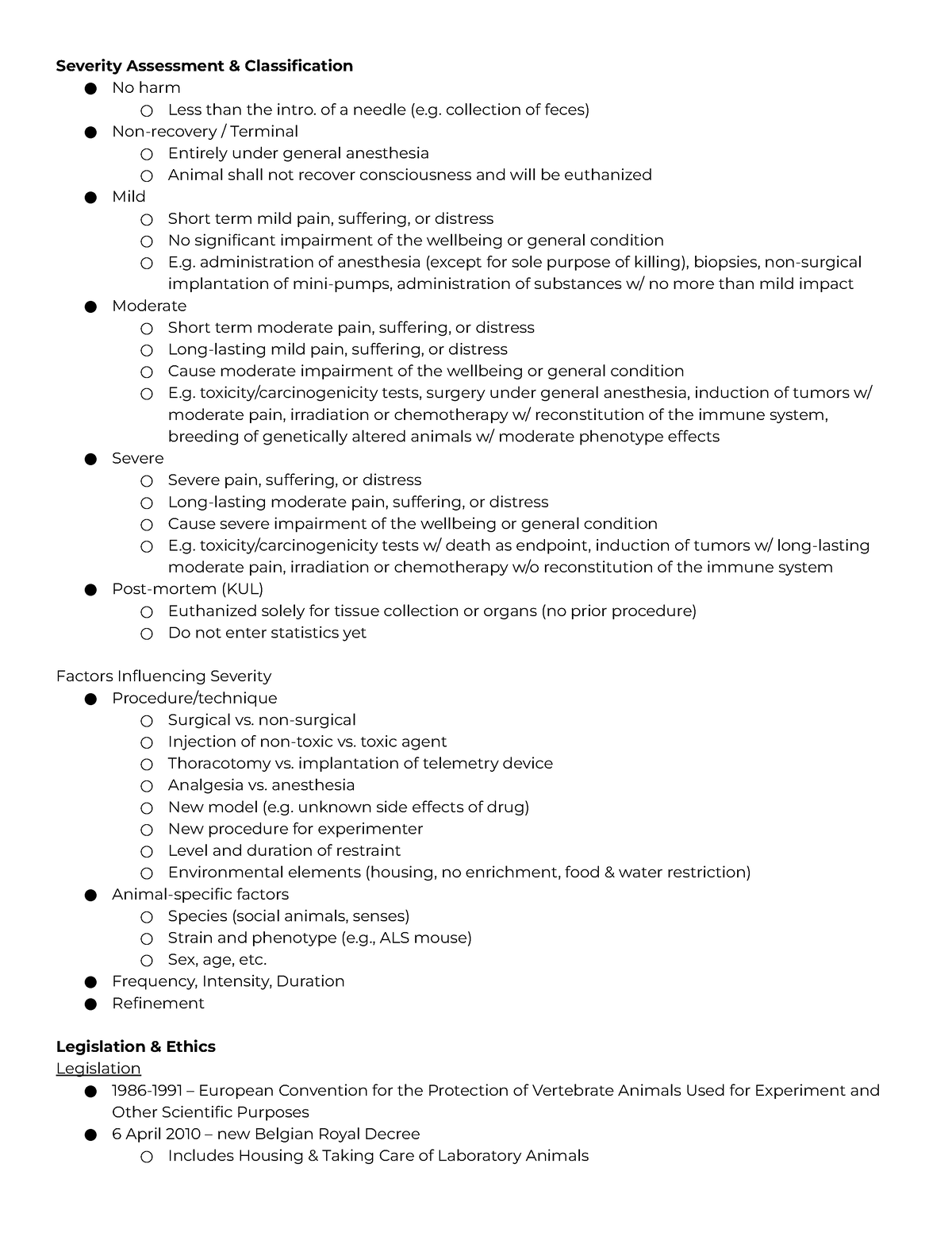 Animal Lab Sciences Outline Reviewer - Severity Assessment ...