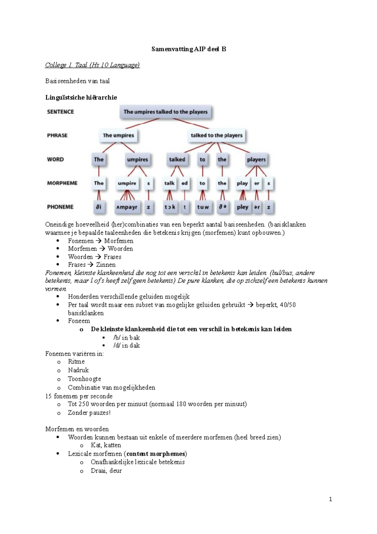 Samenvatting Psychology - Deel B - Samenvatting AIP Deel B College 1 ...