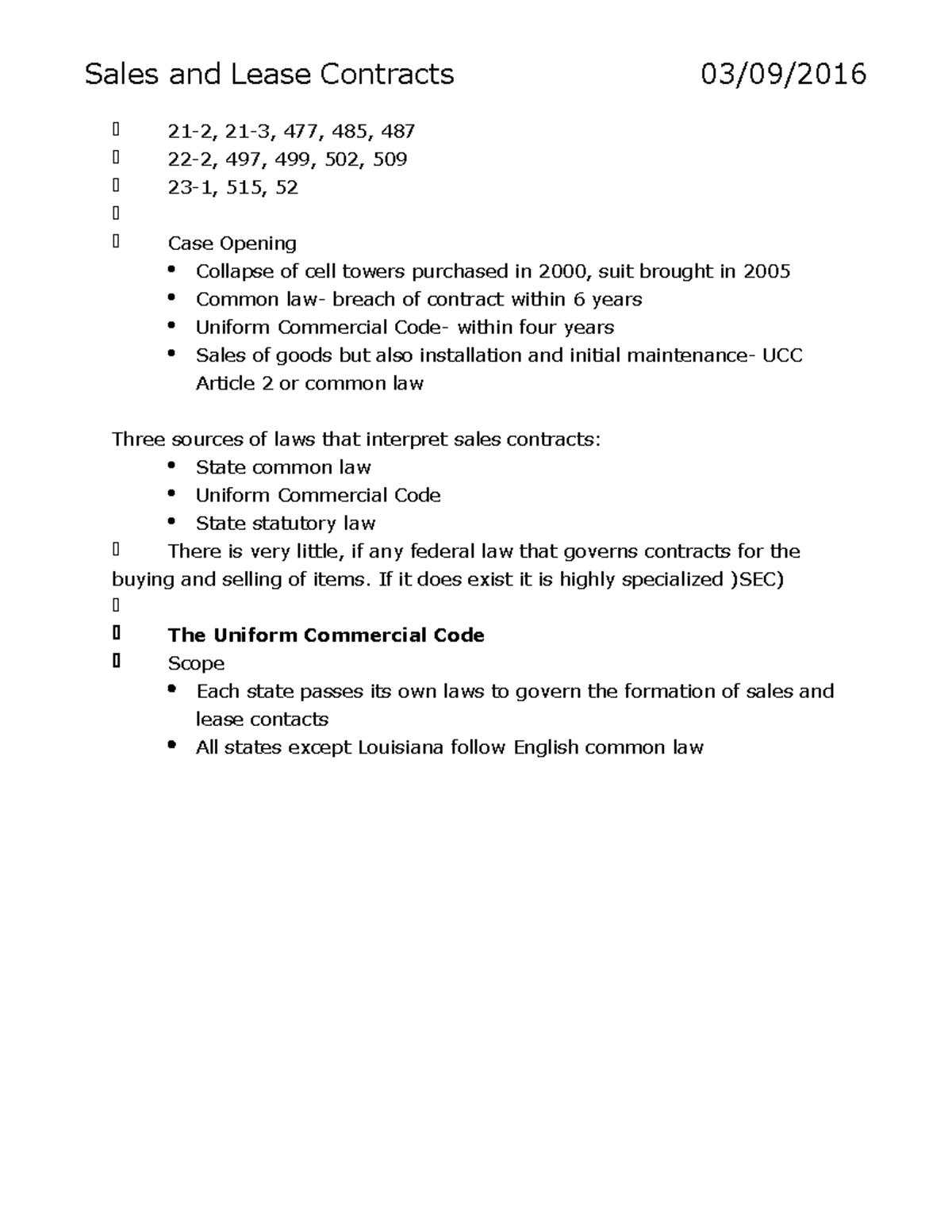 Sales and Lease Contracts - If it does exist it is highly specialized ...