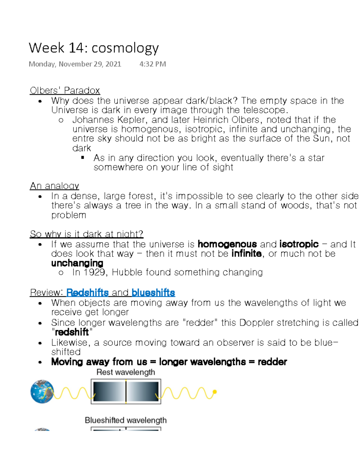 Week 14 Cosmology - Olbers' Paradox Why Does The Universe Appear Dark ...