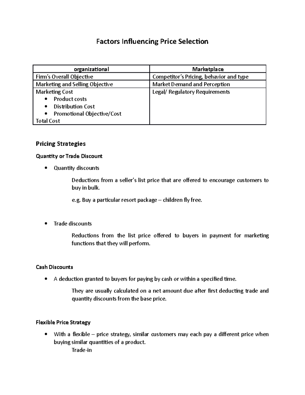 Factors Influencing Price Selection - Factors Influencing Price ...
