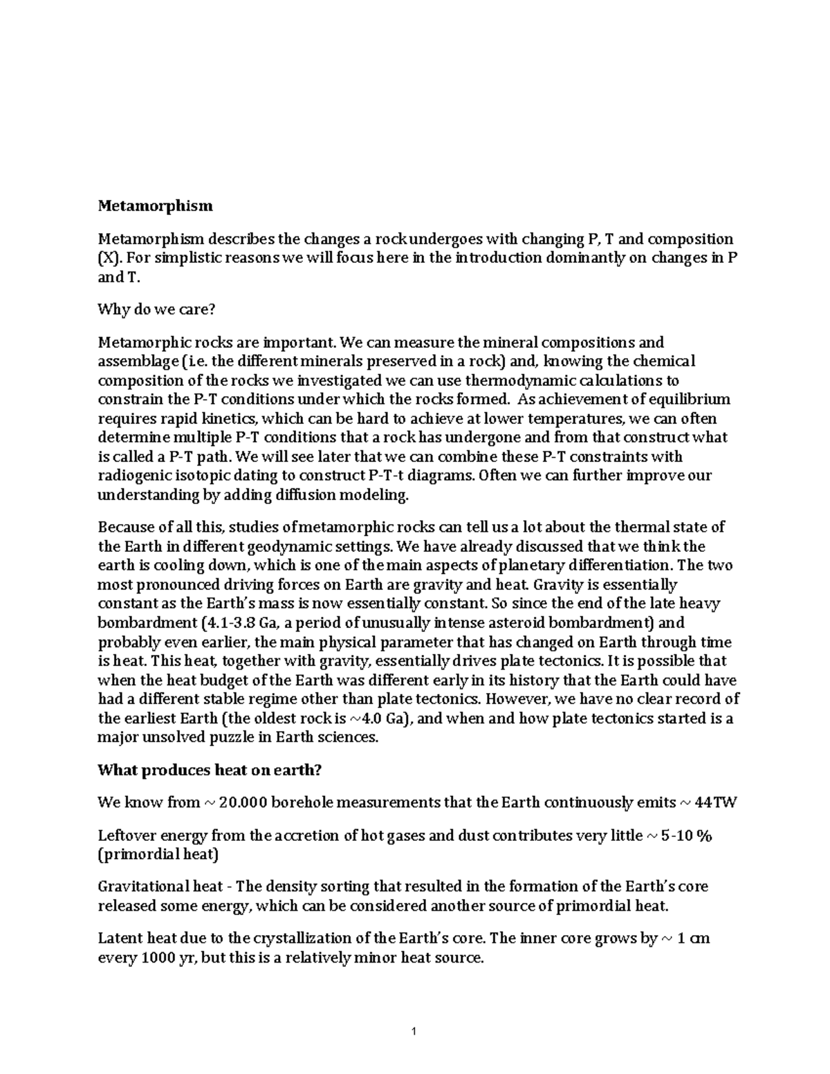 GEO 1111 - Metamorphic Rocks - Metamorphism Metamorphism describes the ...